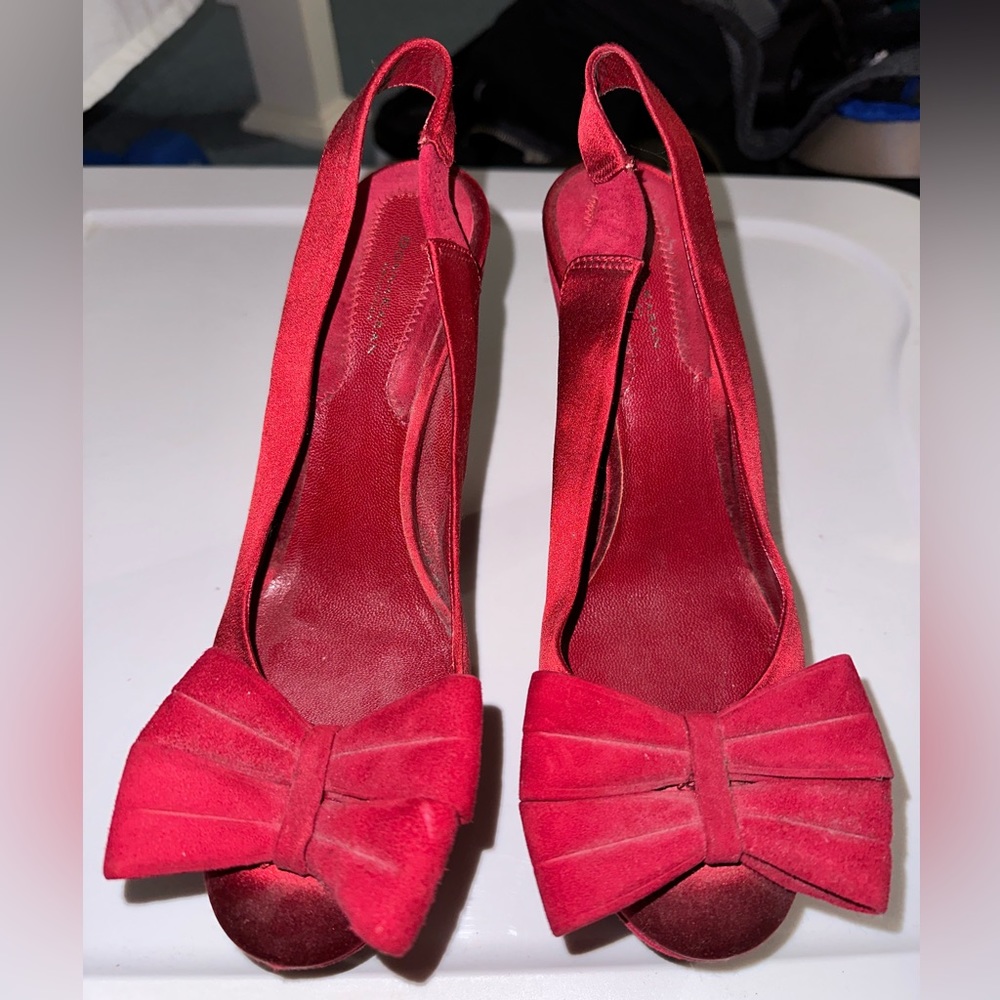 Vintage Donna Karen Red Suede Bow Heel